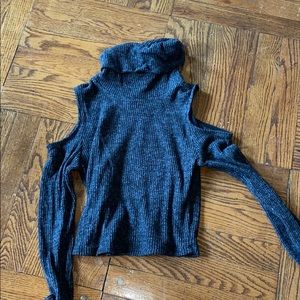 Cropped long sleeve turtle neck top